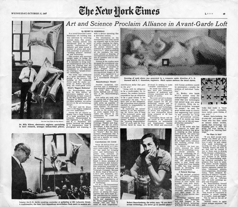 The New York Times, 11 October 1967, reporting on Knowlton and Harmon's Studies in Perception I